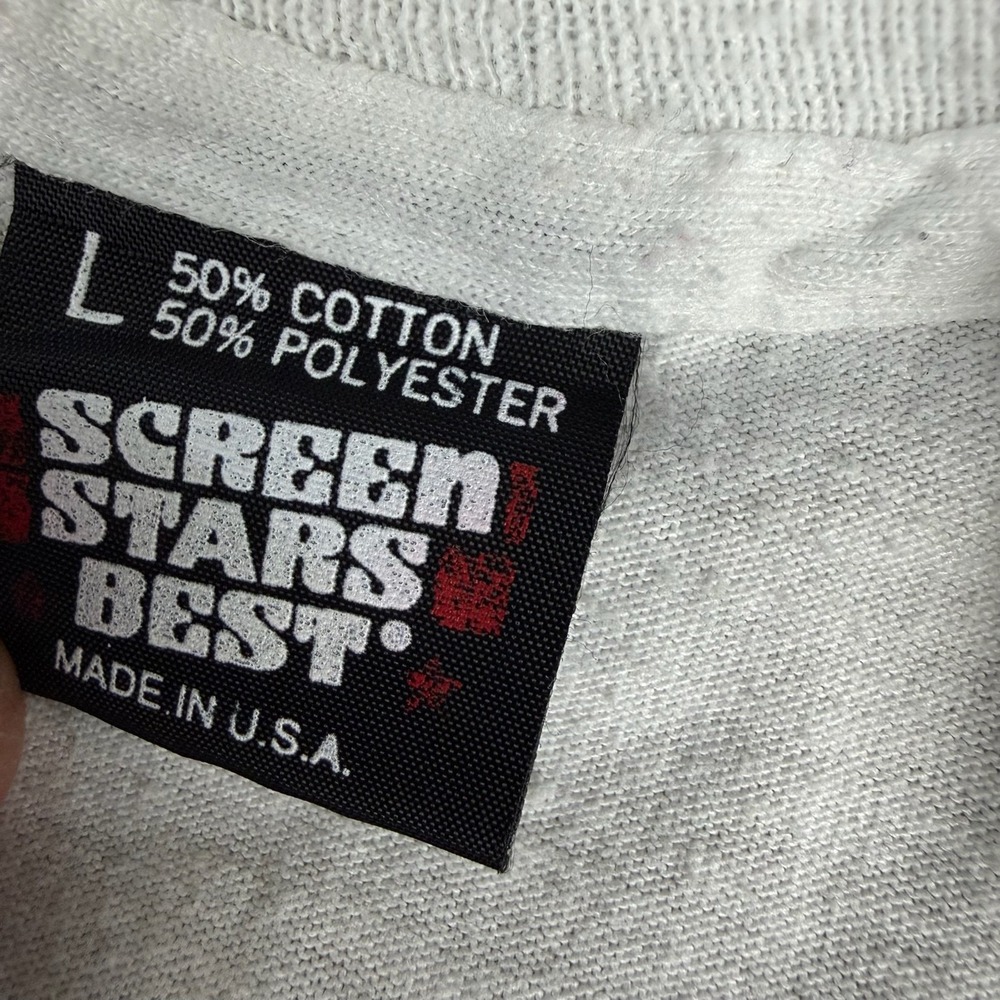 Vintage Screen Stars Best Mens L White Softball Father's Day USA Single Stitch - Picture 3 of 7